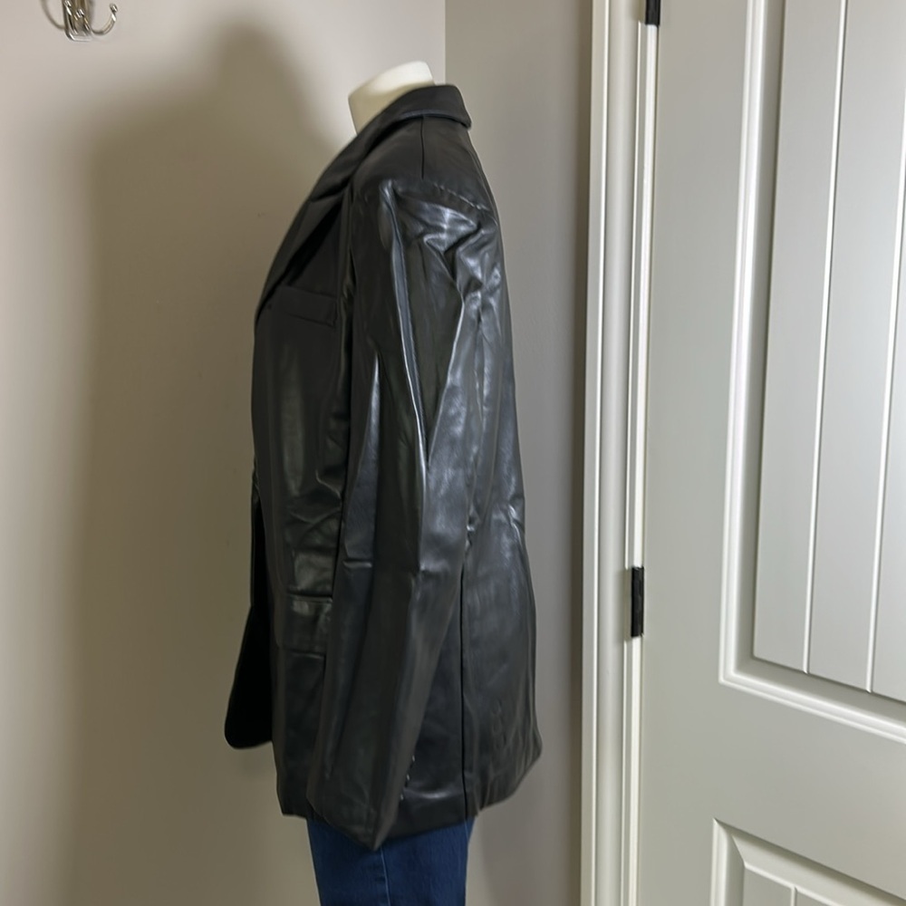 Endless Rose Faux Leather Blazer Black Oversized Jacket Lined Sz M NEW - Picture 6 of 14